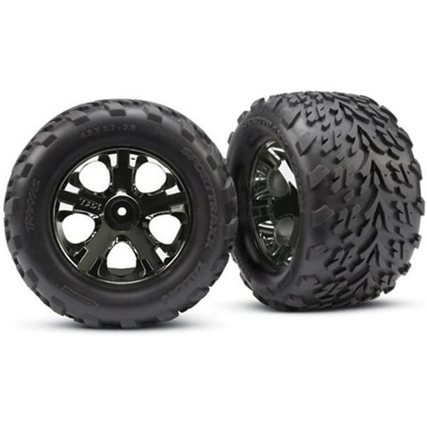 Traxxas 2 Pack All-Star Black Chrome Wheels with Talon Tires Stampede